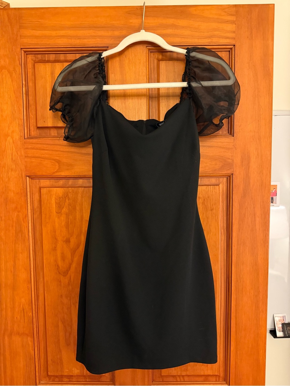 Black Puff Sleeve Mini Dress